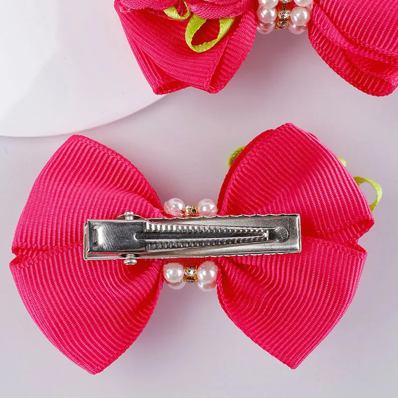 Pinzas rosas para el cabello de niñas