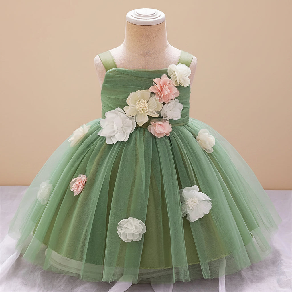 Elégante robe fleurie et douce bébé