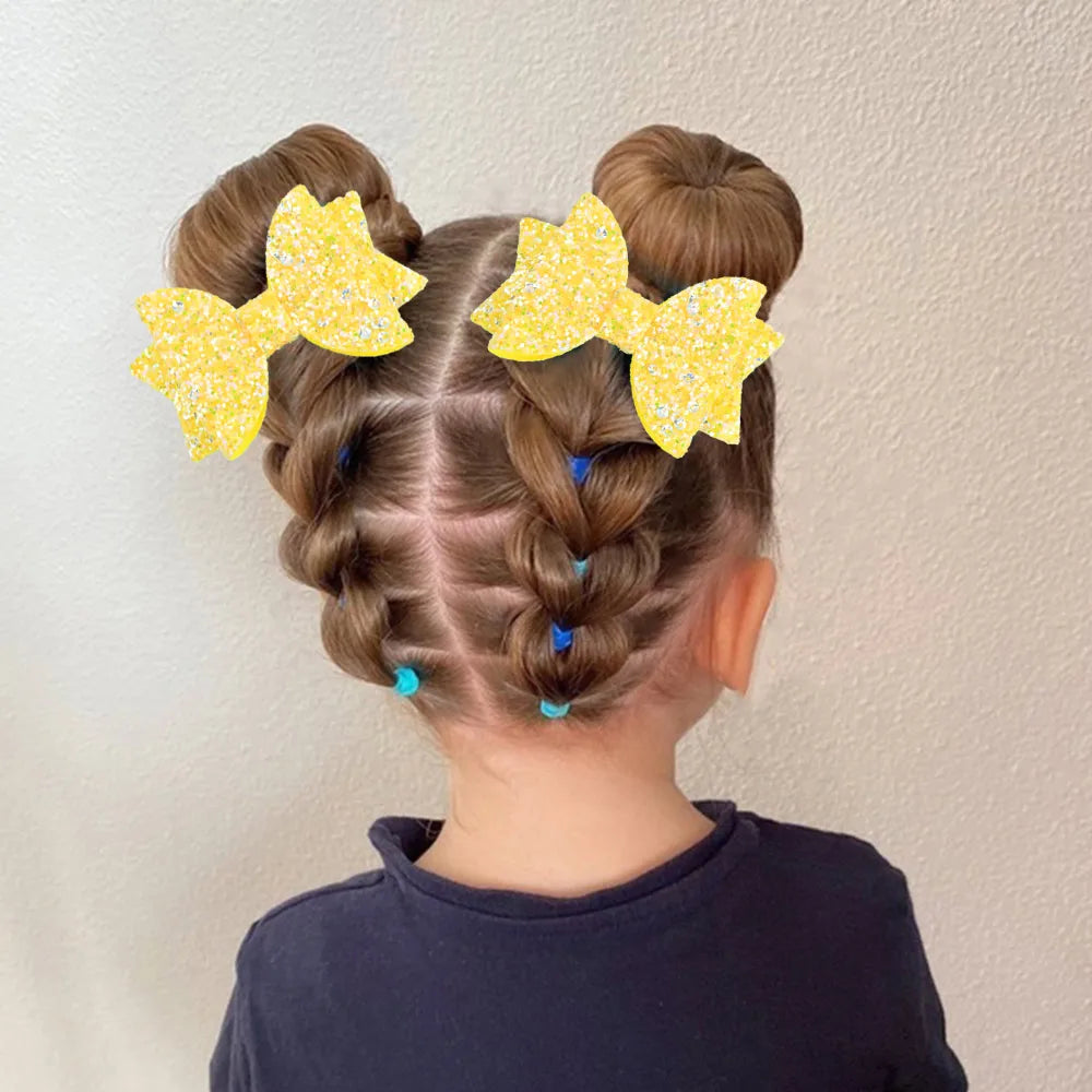 Lot de 2 pinces cheveux nœud papillon enfant jaune