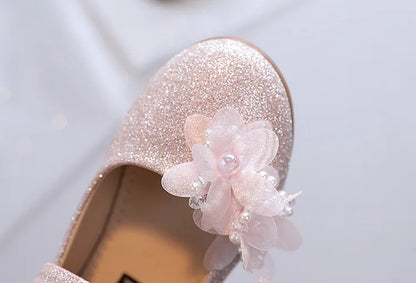 Ballerine fille paillettes et fleurs détails
