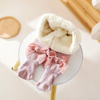 Collant molletonner avec nœud papillon rose