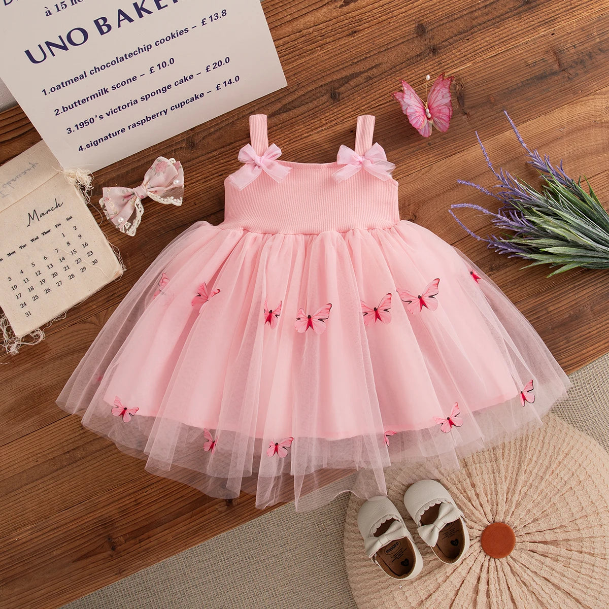Robe enfant papillon fleurie