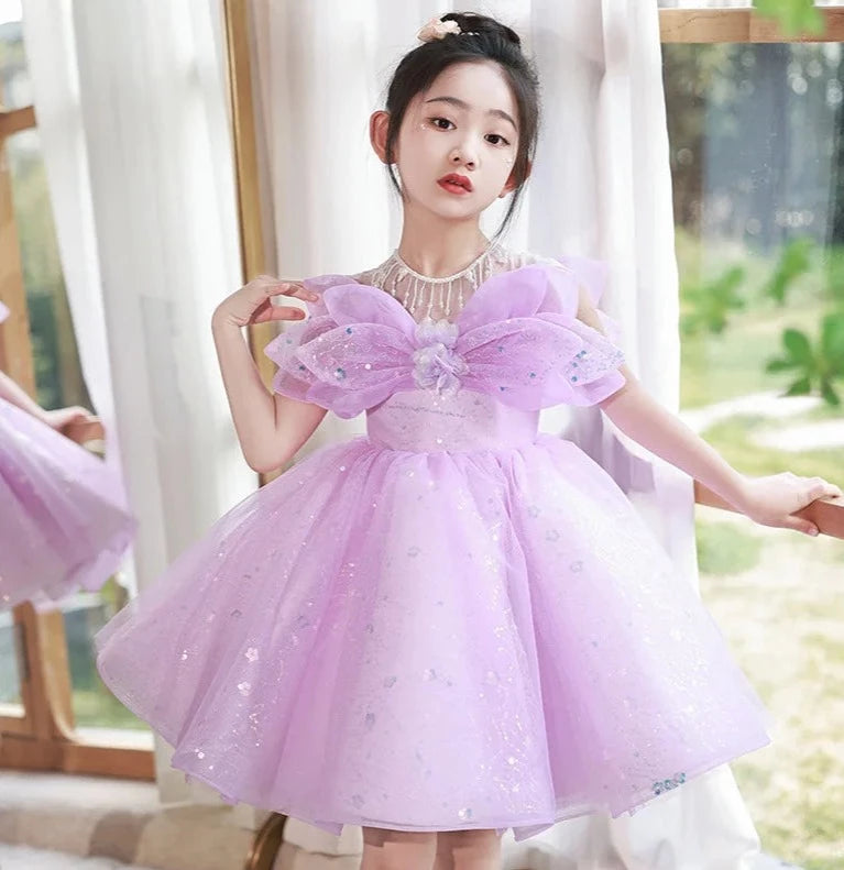 Robe cérémonie enfant petite libellule violette