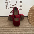 Ballerine in pelle scamosciata in stile natalizio per bambine