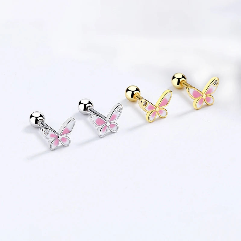 Boucle d'oreille enfant - Papillon rose - L'univers de la licorne