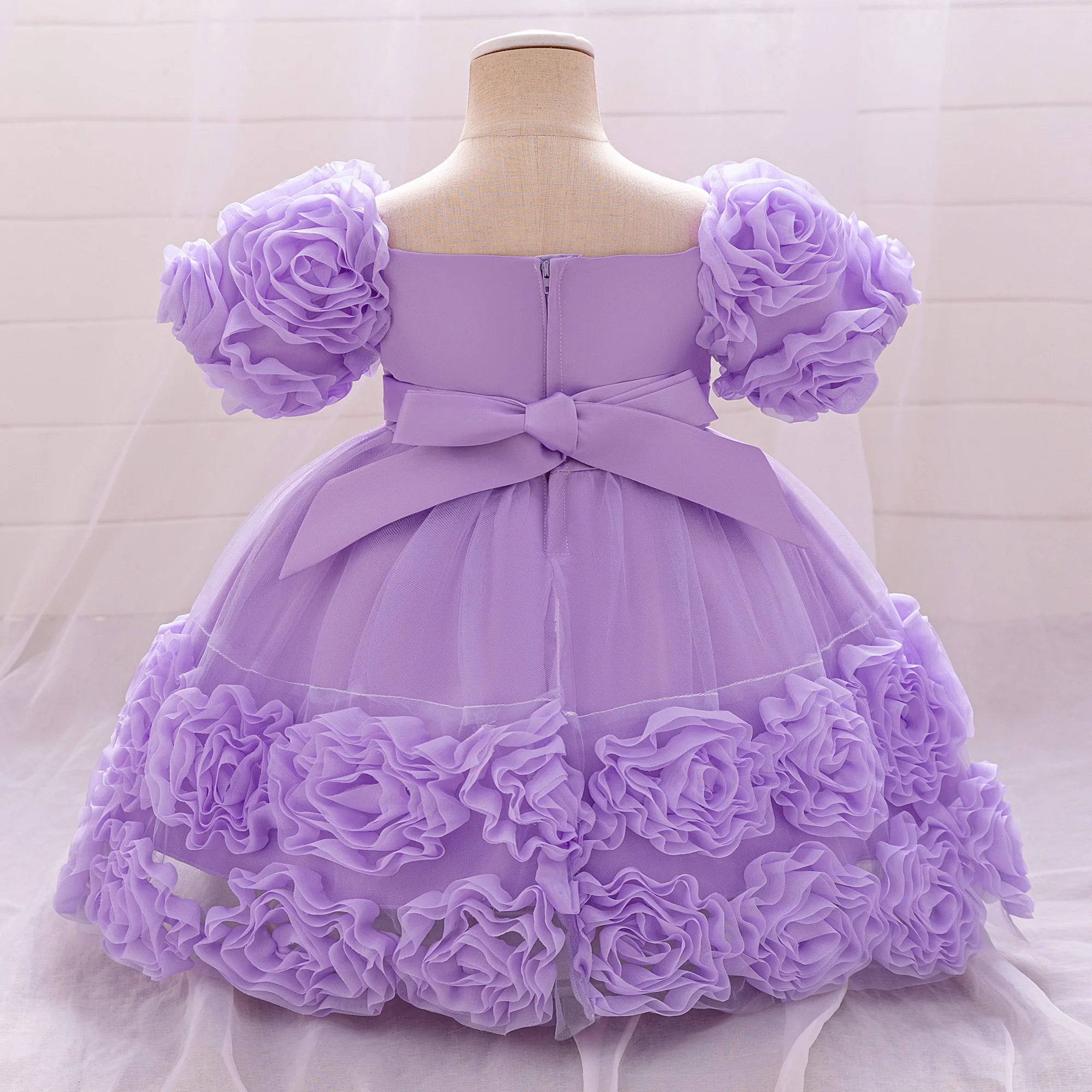 Vestido de cumpleaños para niña, talla grande, rosa