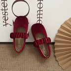 Ballerine in pelle scamosciata in stile natalizio per bambine