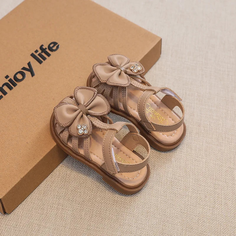 Sandali per neonati/bambini con velcro e fiore