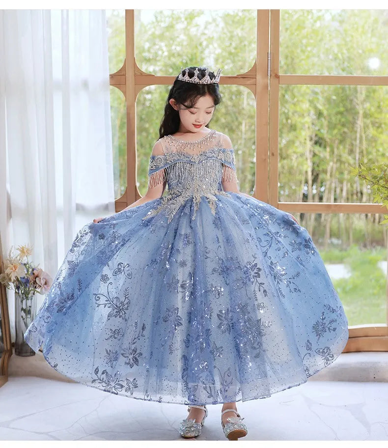 Robe fille de noël bleu