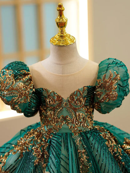 Robe de princesse fille verte