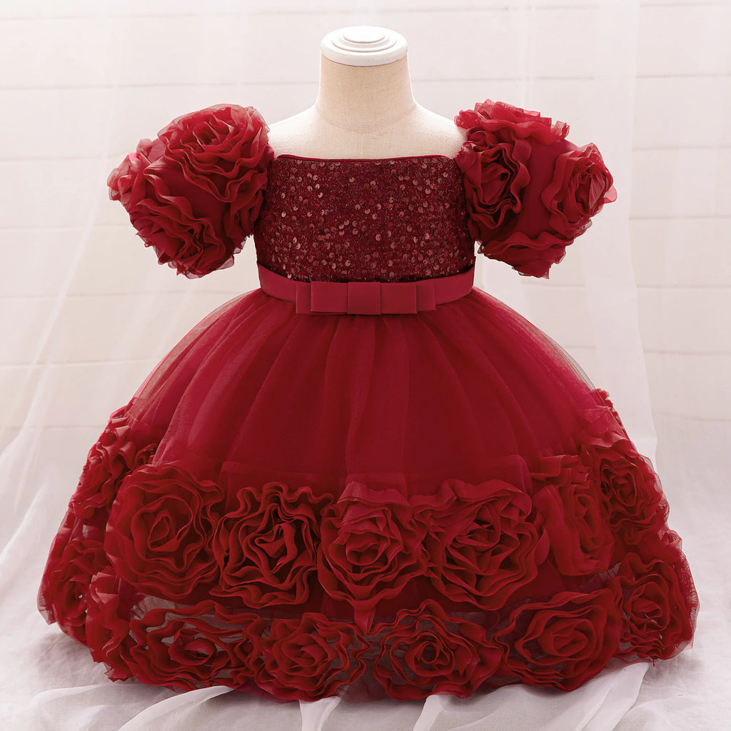 Vestido de cumpleaños para niña, talla grande, rosa