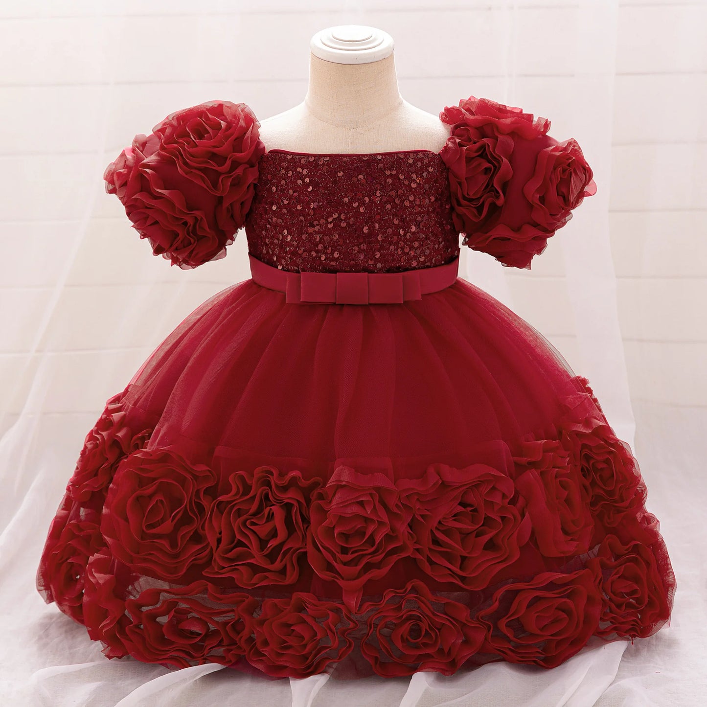 Robe d'anniversaire fille Grande rose