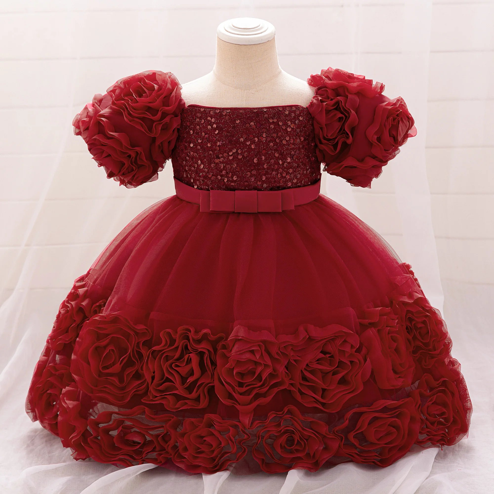 Vestido de cumpleaños para niña, talla grande, rosa