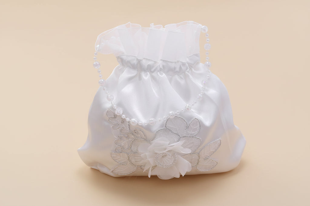 Pochette blanche fleurs - Baptême