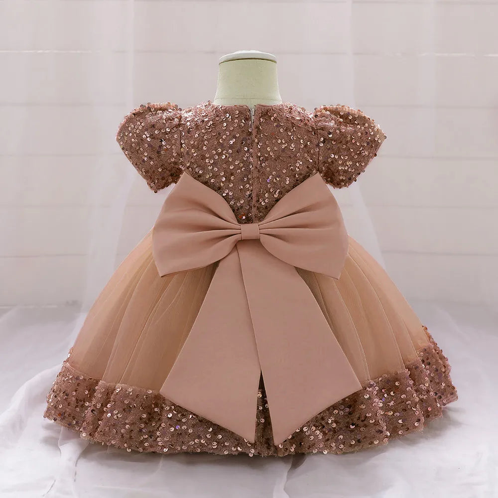 Robe de Noël fille fleur marron