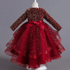 Robe de noël manche longue paillette petite fille