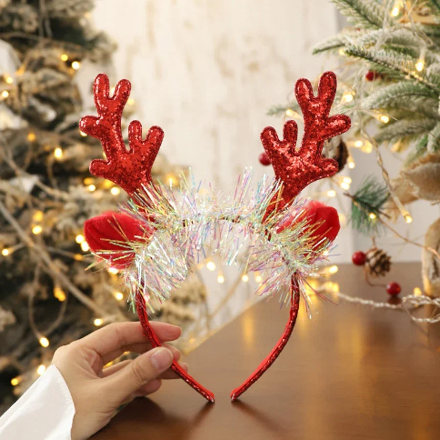 Cerchietto natalizio per bambini con orecchie a forma di cervo