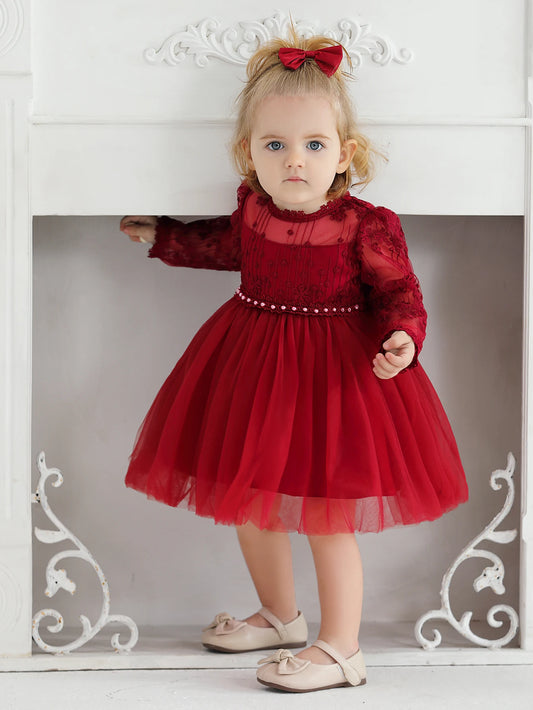 Robe enfant rouge avec manche Tana