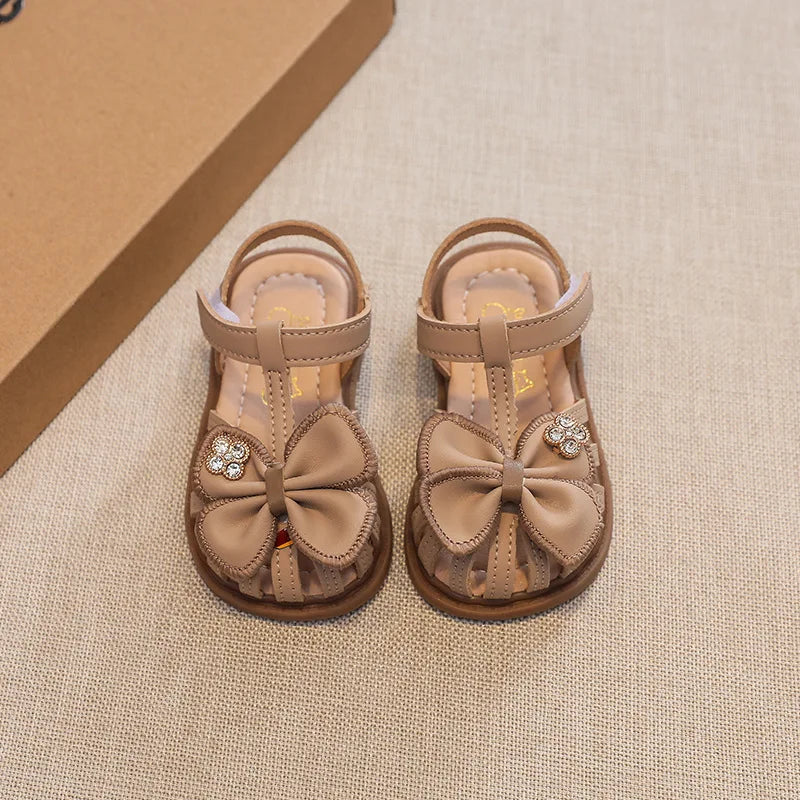 Sandali per neonati/bambini con velcro e fiore