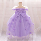 Vestido de gala Melissa con cola y flores