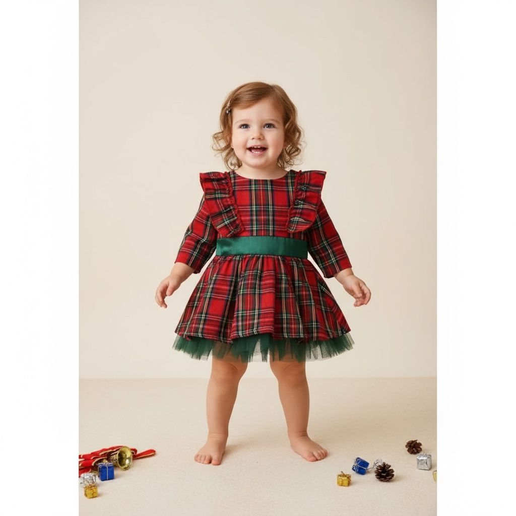 Vestito natalizio scozzese per bambini Margaux