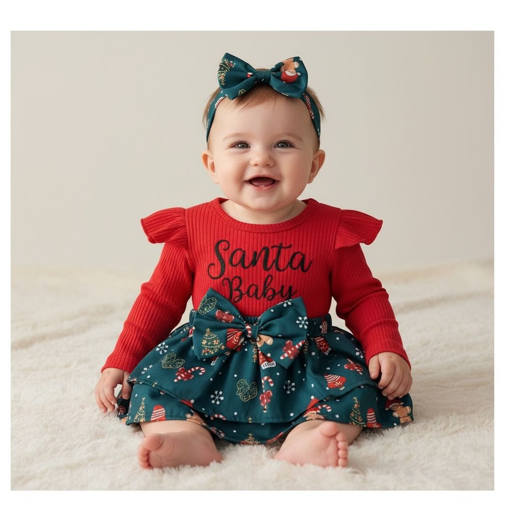 Tutina natalizia per neonati con Babbo Natale