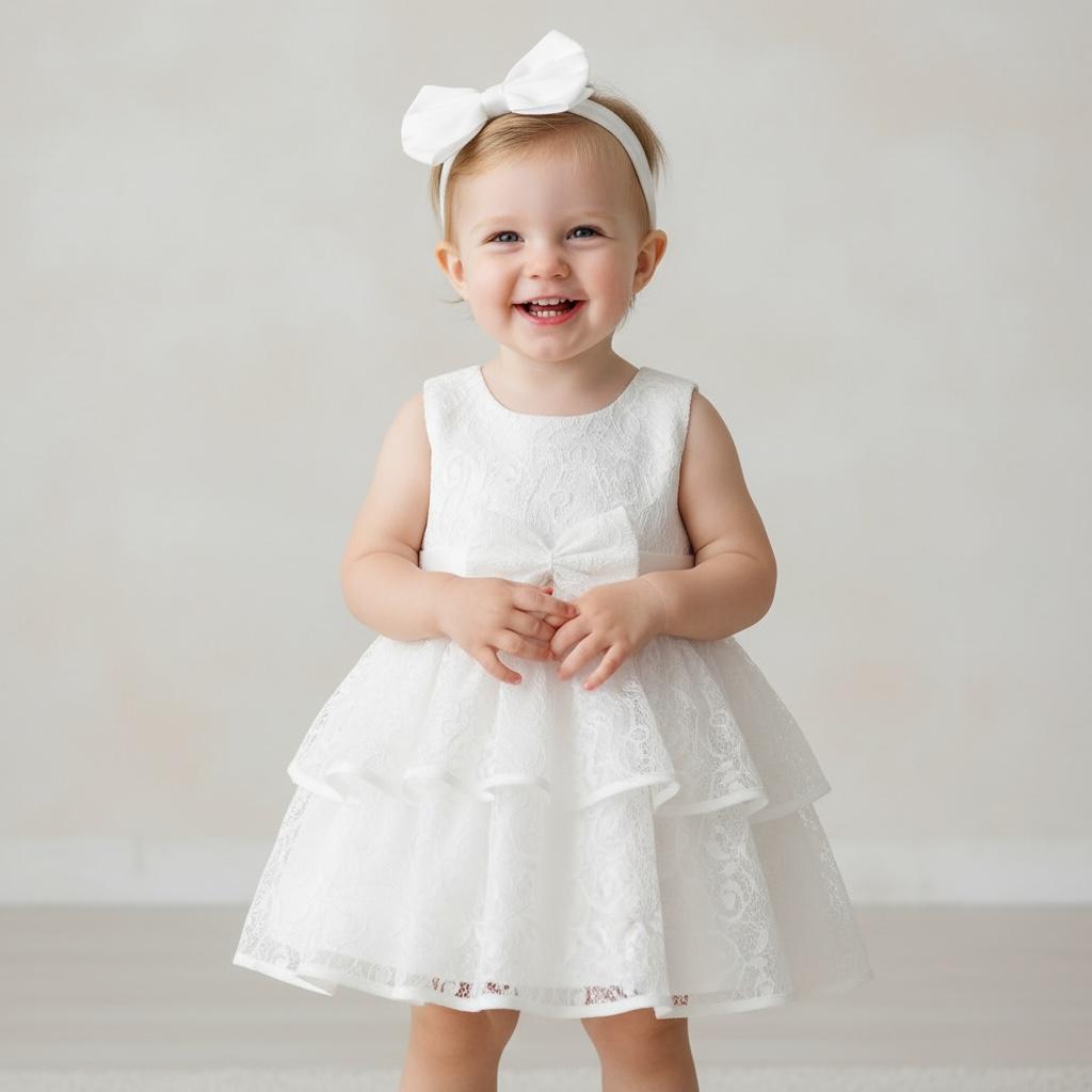 Robe baptême bohème bébé fille