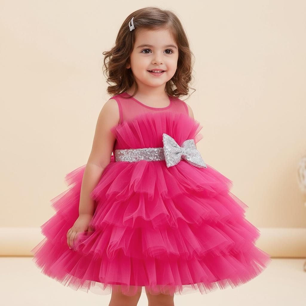 Vestido navideño para niñas con volantes y co 
