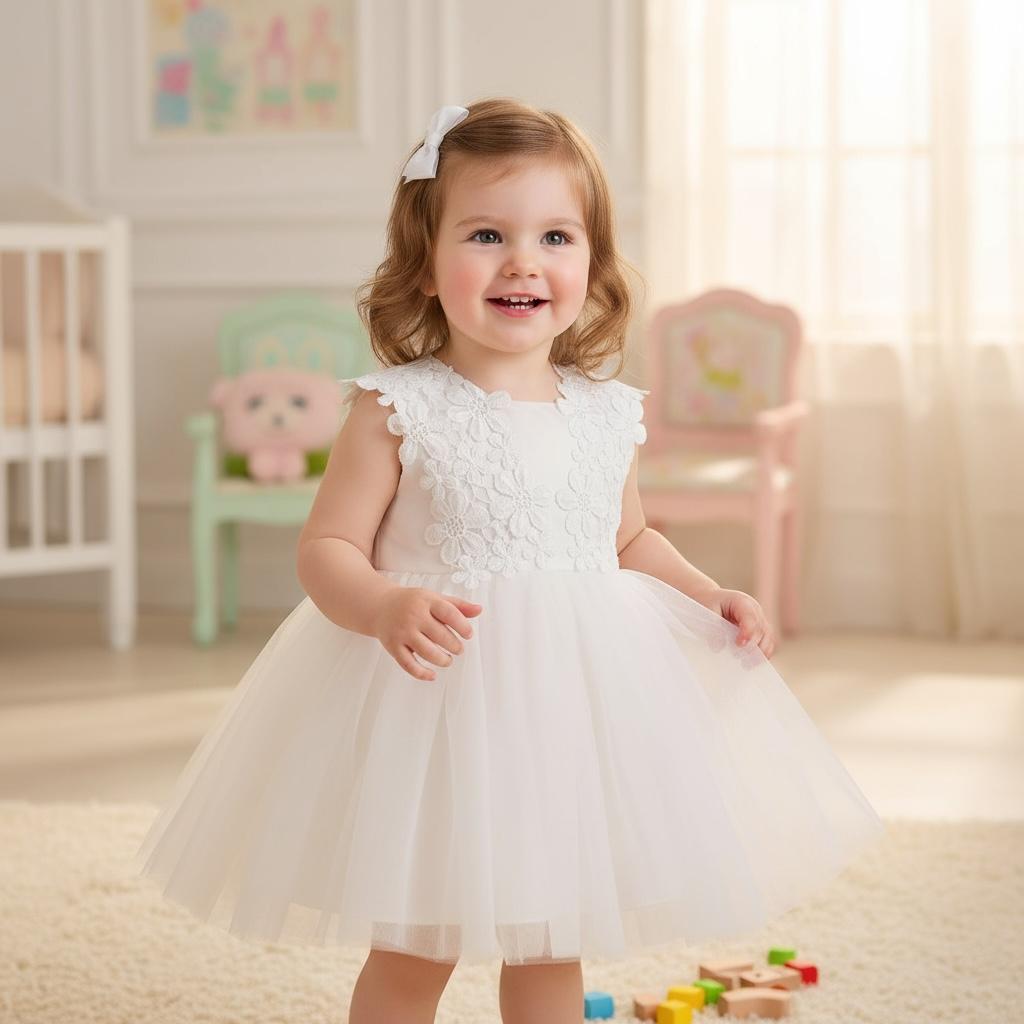 Robe blanche baptême bébé fille