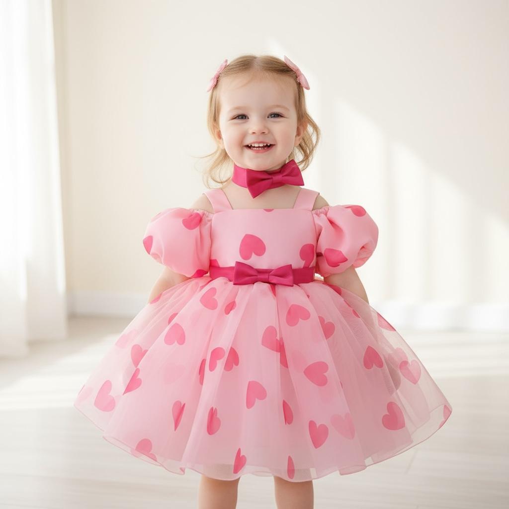Vestido infantil con un mágico corazón rosa