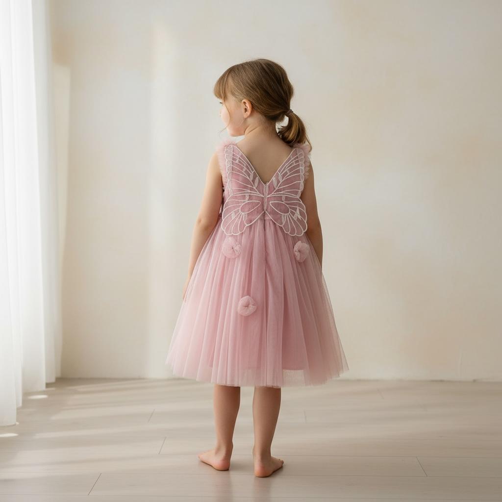 Vestido de verano formal con estampado de mariposas