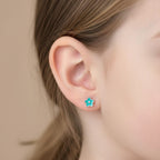 Boucle d'oreille enfant - Fleur/argent - L'univers de la licorne