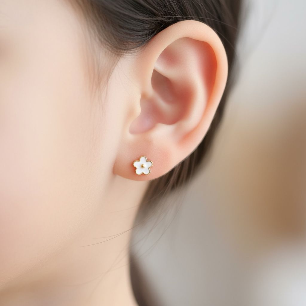 Boucle d'oreille enfant - Fleur/or - L'univers de la licorne