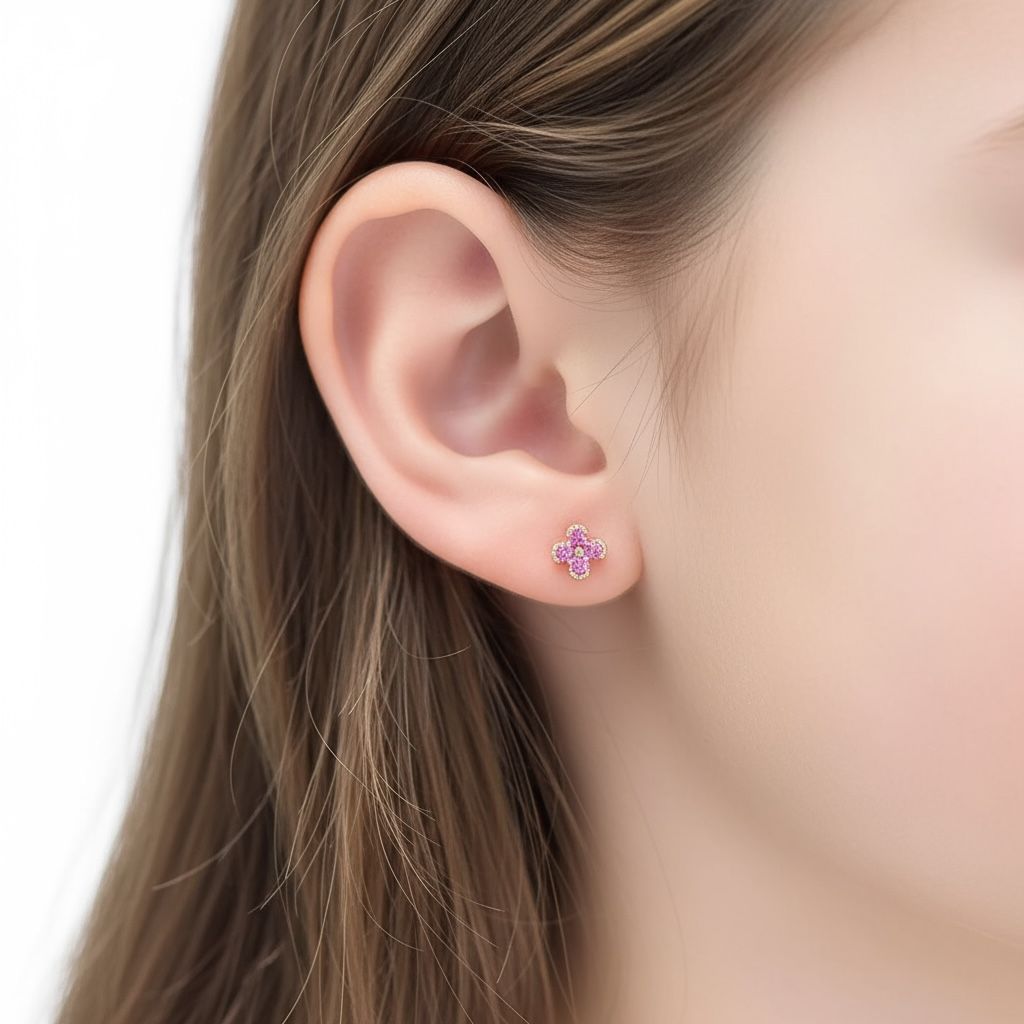 Boucle d'oreille enfant - Petit trèfle or - L'univers de la licorne