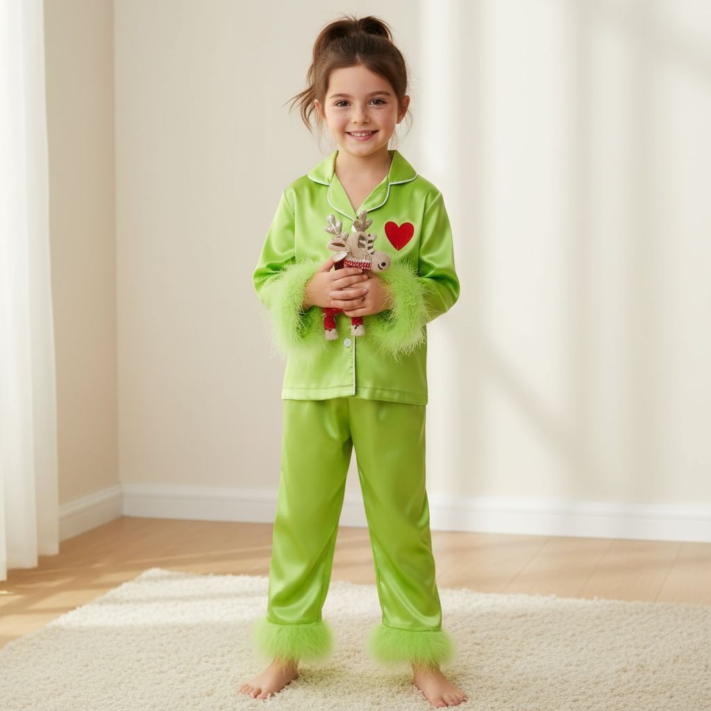 Pyjama enfant fille - Pantalon vert - L'univers de la licorne