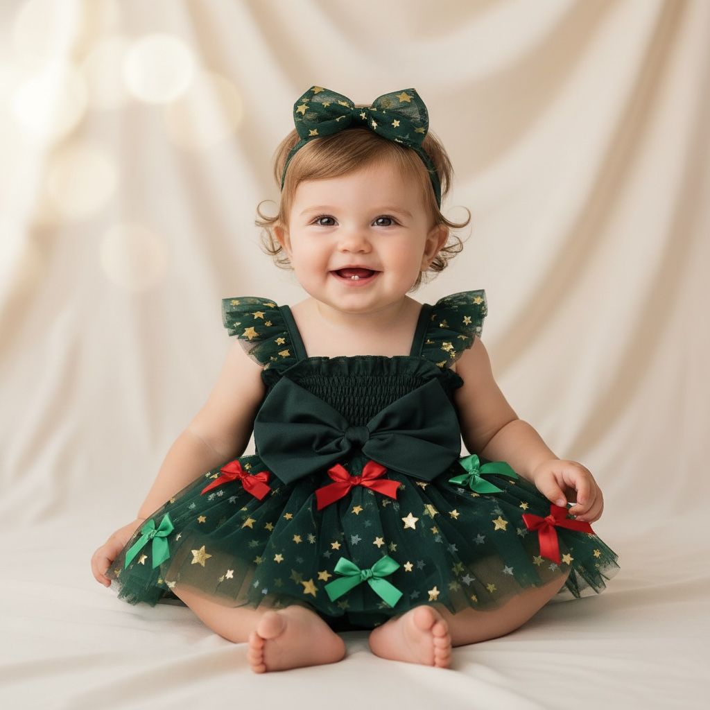 Barboteuse de noël bébé - Noeud de noël