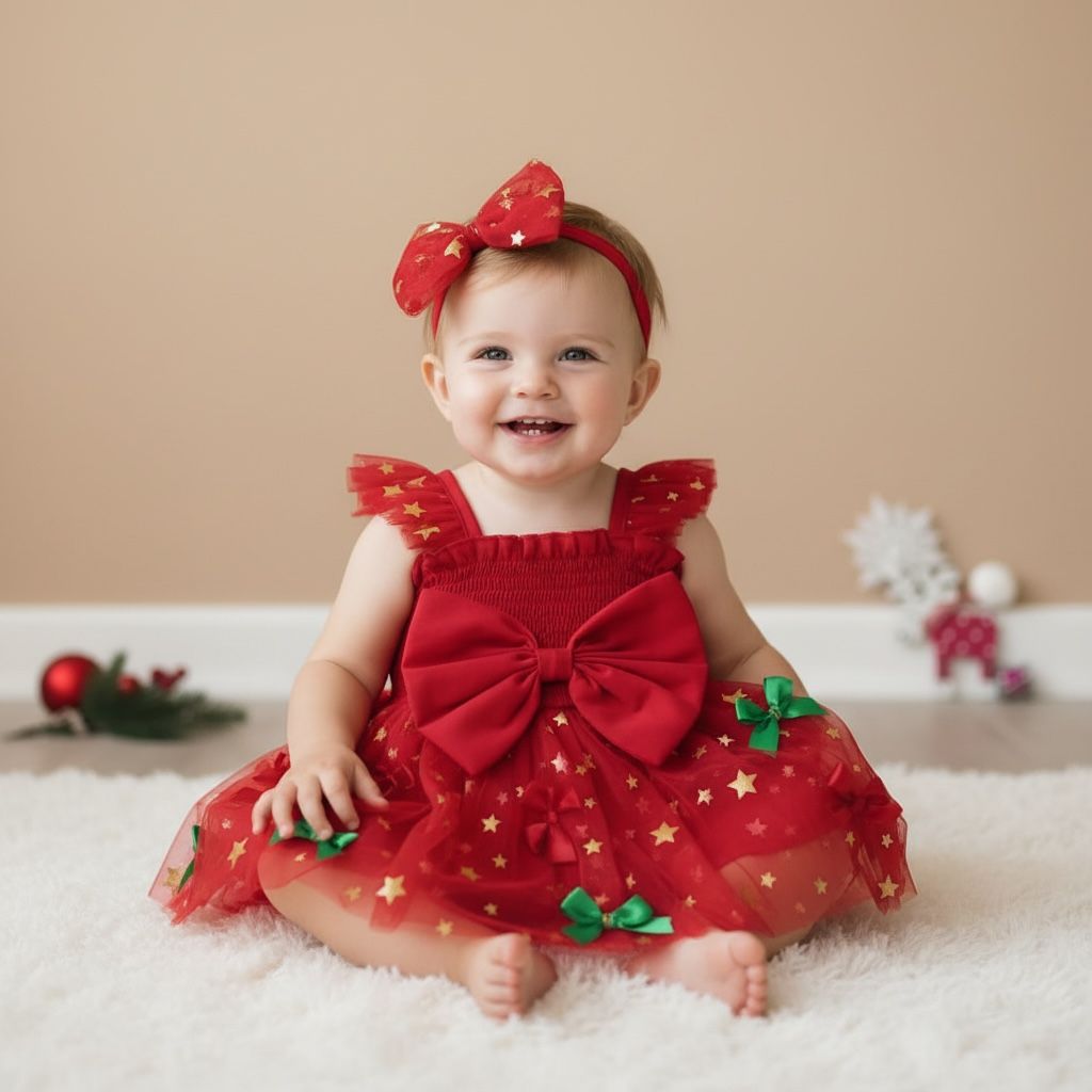 Barboteuse de noël bébé - Noeud de noël