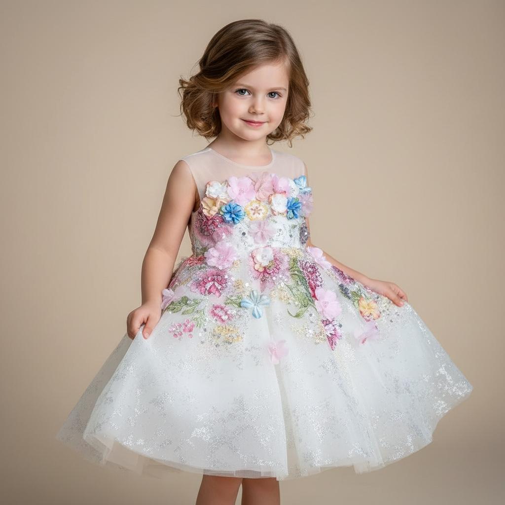 Robe de princesse fille - Fleurs majestueuse