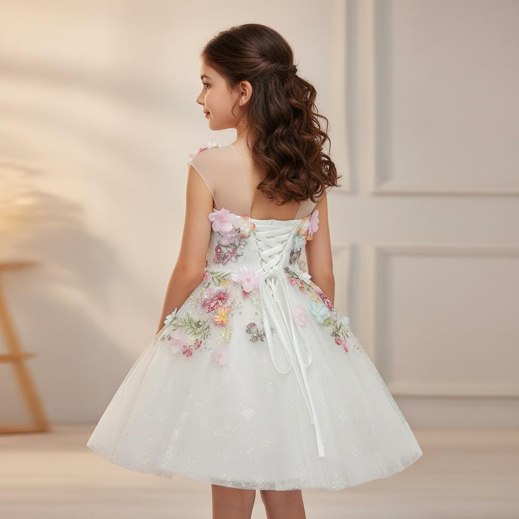 Robe de princesse fille - Fleurs majestueuse