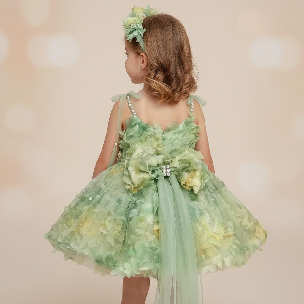 Robe de princesse fille - Fleurs et perles