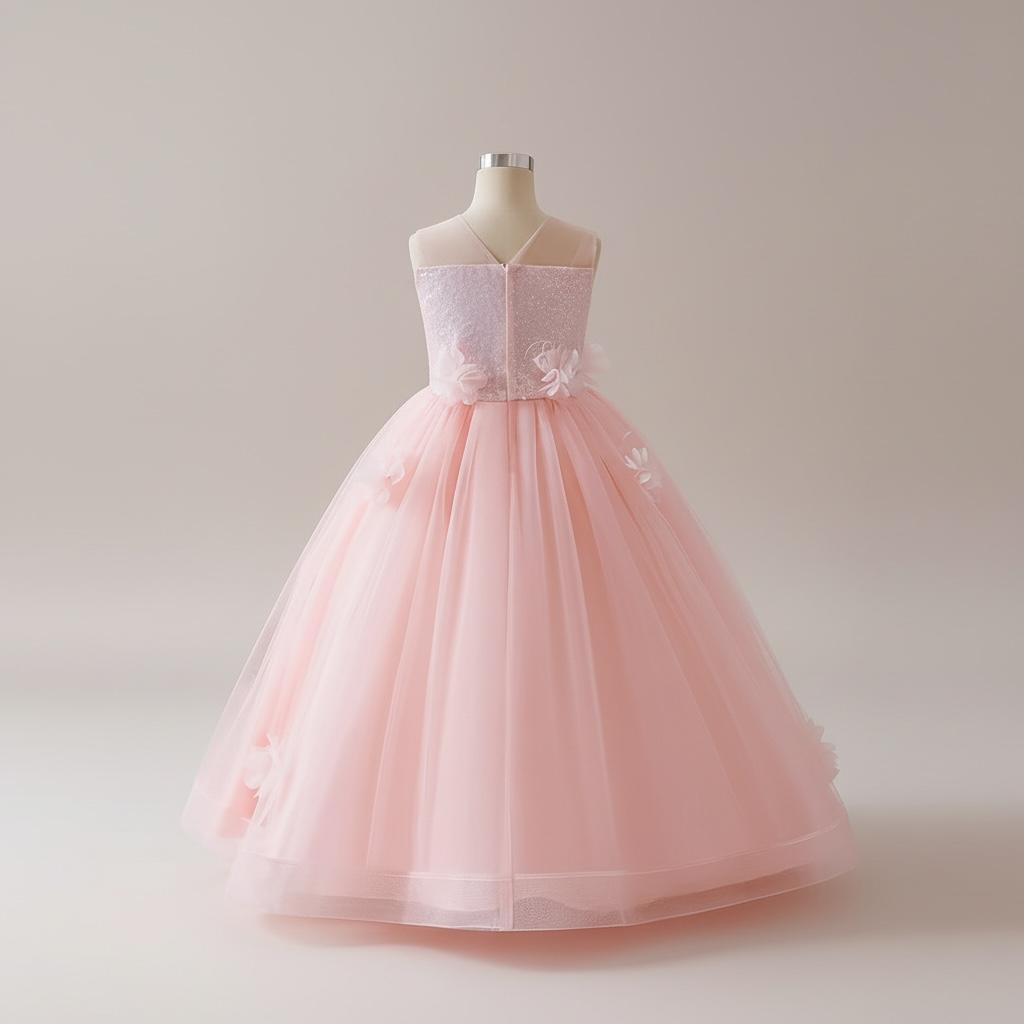 Robe princesse ado - Fleurs Rosées