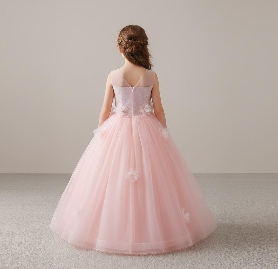 Robe princesse ado - Fleurs Rosées