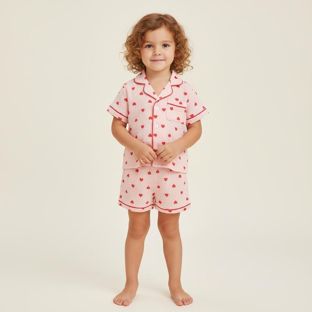 Pyjama fille coton - Coeur short
