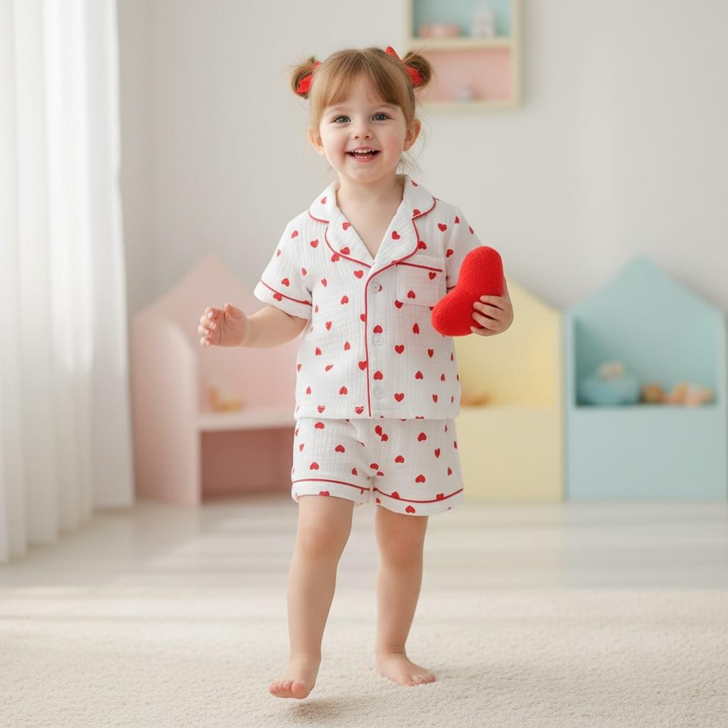 Pyjama fille coton - Coeur short