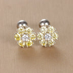 Boucles d'oreilles fleurs Laly avec cristaux jaune ambré étincelants et monture en acier durable