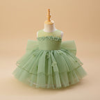 Robe de fête bébé couleur vert d'eau style princesse pour séance photo 1 an.