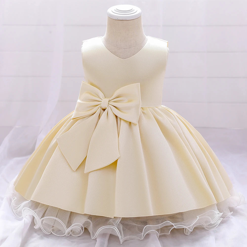 Robe anniversaire fille champagne avec jupe évasée