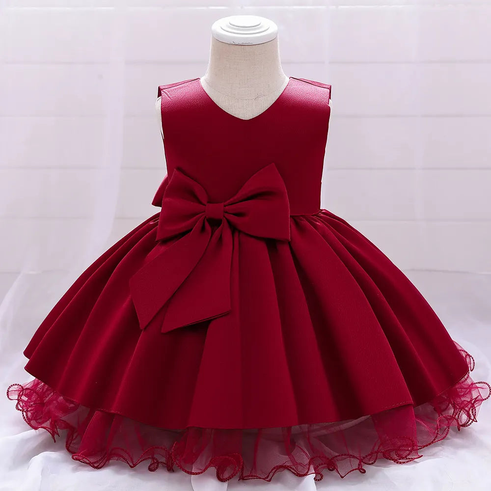 Robe anniversaire fille rouge avec jupe volumineuse