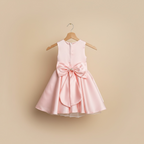 Dos robe baptême bébé fille rose avec grand nœud décoratif