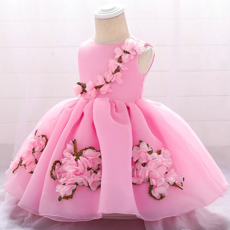 Robe de cérémonie pour bébé avec fleurs 3D pour mariage